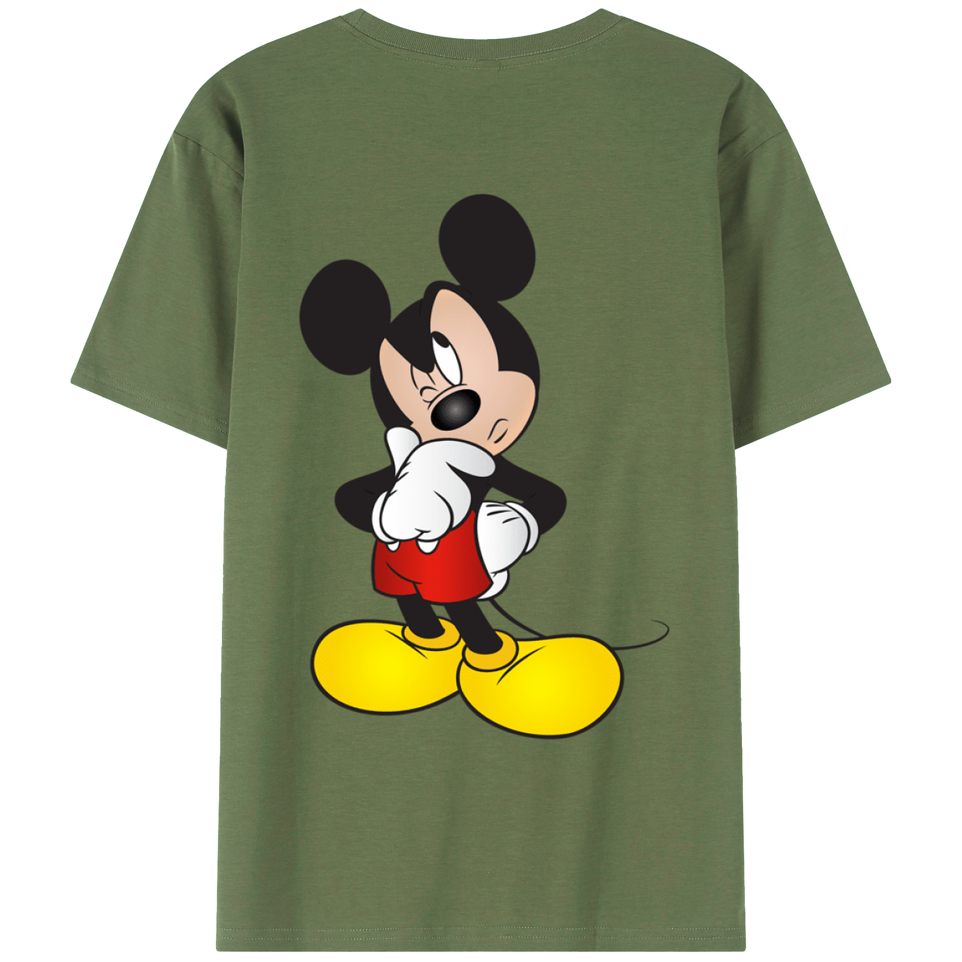 ミッキーマウス Mickey Mouse 綿100％ メンズ半袖Tシャツ（バックプリント） 通気性
